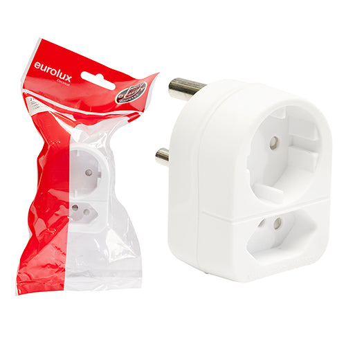 Eurolux Schuko Adaptor – 2 Way 1xSCH 1x16A ZA