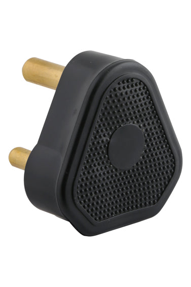 Eurolux Black Rubber Plug Top 16A 3 Pin – Hollow Pin