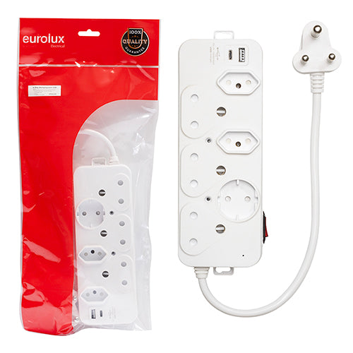 Eurolux 6 Way Multi Plug – With USB