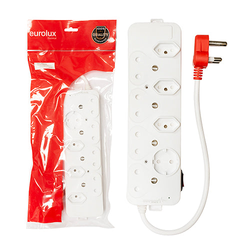Eurolux 8 Way Multi Plug with Medium Surge Red Plug