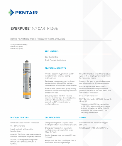 4C2 cartridge close-up, 0.2 micron drinking water filter