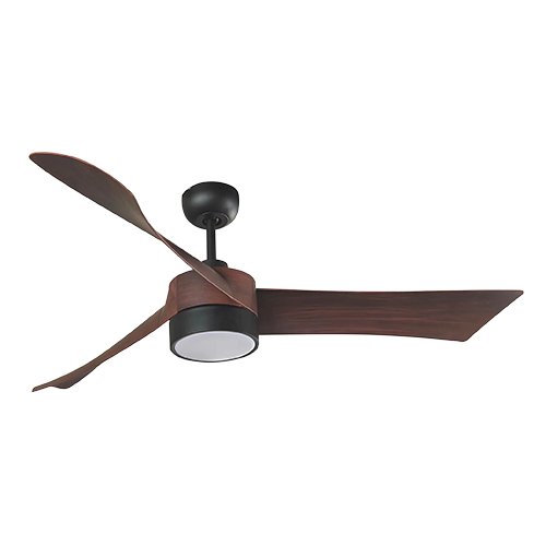 Eurolux Edge Ceiling Fan – 3 Blades, DC Motor, Matt Black & Dark Wood