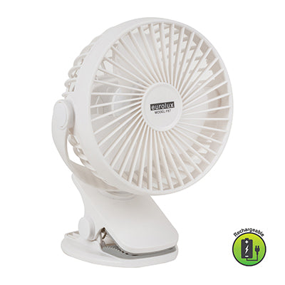 Eurolux Rechargeable USB Mini Clip-On Fan – 10W, White