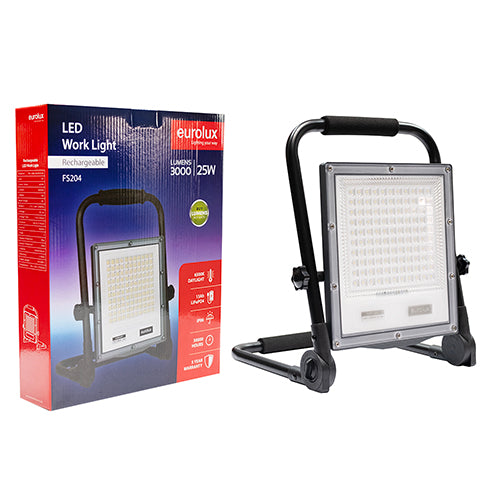 Eurolux 25W rechargeable portable LED worklight, grey, IP66