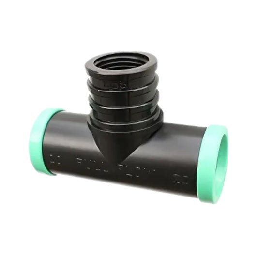 Full Flow Female Tee – Compression Poly Pipe with BSP Female Branch Outlet