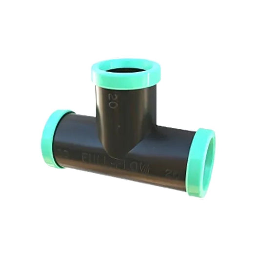 Full Flow Tee – Compression Poly Pipe Tee Fitting 12mm to 25mm