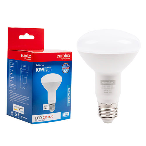 Eurolux Reflector R80 Classic 10W LED Lamp – E27 Screw, 4000K Cool White