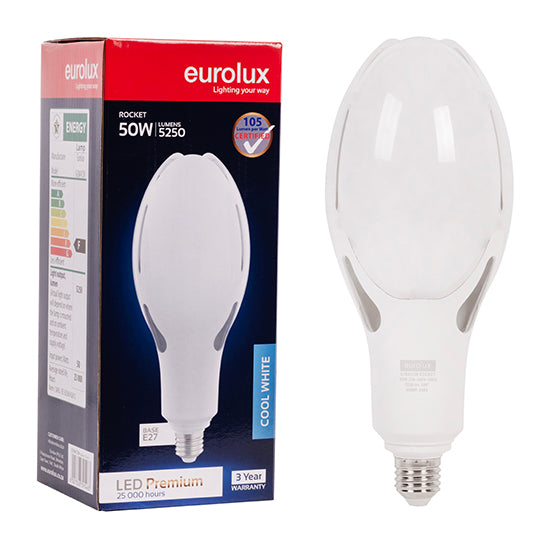 Eurolux Rocket Premium 50W LED Bulb – E27 Screw, 4000K Cool White