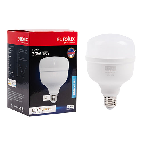 Eurolux T-Lamp Premium 30W LED Bulb – E27 Screw, 4000K Cool White