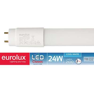 Eurolux T8 LED Tube Retrofit With Fuse – 5FT 24W, 4000K Cool White