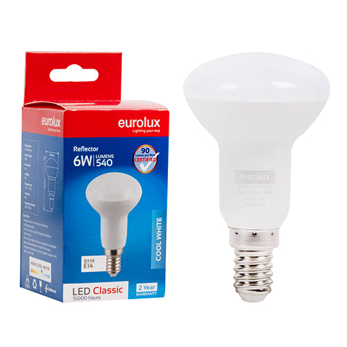 Eurolux Reflector R50 Classic 6W LED Lamp – E14 Small Screw, 4000K Cool White