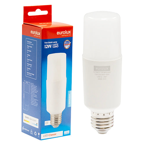 Eurolux Stick Lamp T44 12W LED Bulb – E27 Screw, 5000K Daylight