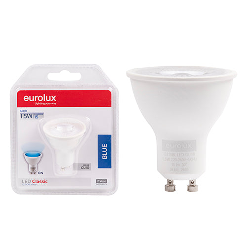 Eurolux GU10 Coloured Classic 1.5W LED Lamp – GU10, Blue