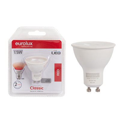 Eurolux GU10 Coloured Classic 1.5W LED Lamp – GU10, Red