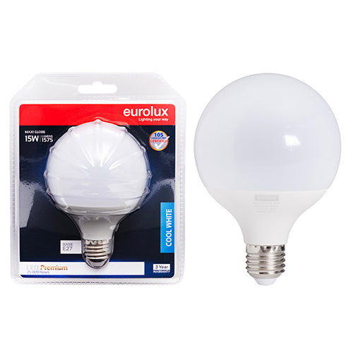 Eurolux Maxi Globe G95 Premium 15W LED Bulb – E27 Screw, 4000K Cool White