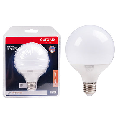 Eurolux Maxi Globe G95 Premium 15W LED Bulb – E27 Screw, 3000K Warm White