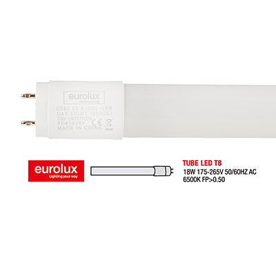 Eurolux T8 LED Tube – 4FT 18W, 6500K Daylight