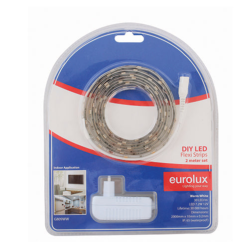Eurolux LED Strip Light DIY Kit 7.2W/m – 2m, 3000K Warm White