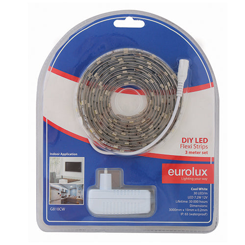 Eurolux LED Strip Light DIY Kit 7.2W/m – 3m, 4000K Cool White