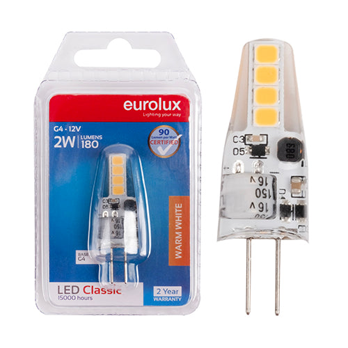 Eurolux Bi-Pin Classic 2W LED Lamp – G4, 3000K Warm White