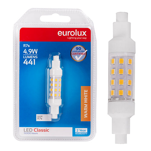 Eurolux QI Classic 4.9W LED Lamp – R7s, 3000K Warm White