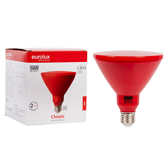 Eurolux PAR38 Classic 14W LED Lamp – E27 Screw, Red