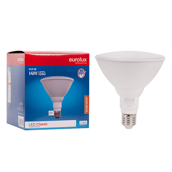 Eurolux PAR38 Classic 14W LED Lamp – E27 Screw, 3000K Warm White