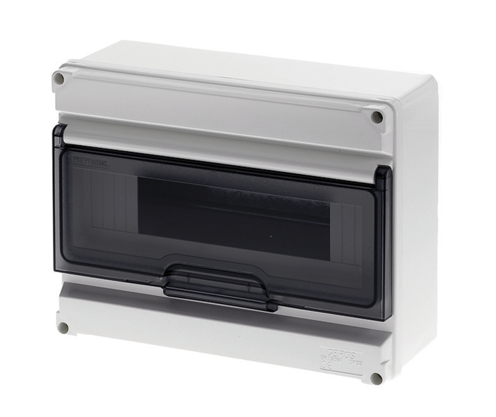 Geros Surface Mount DIN Rail Distribution Board, IP65, Smoky Door