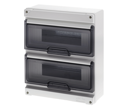 Geros Surface Mount DIN Rail Distribution Board, IP65, Smoky Door