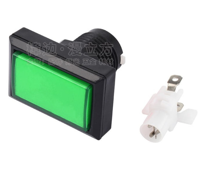 EIE Rectangular Push Button Mom Illum-Green 50x33mm