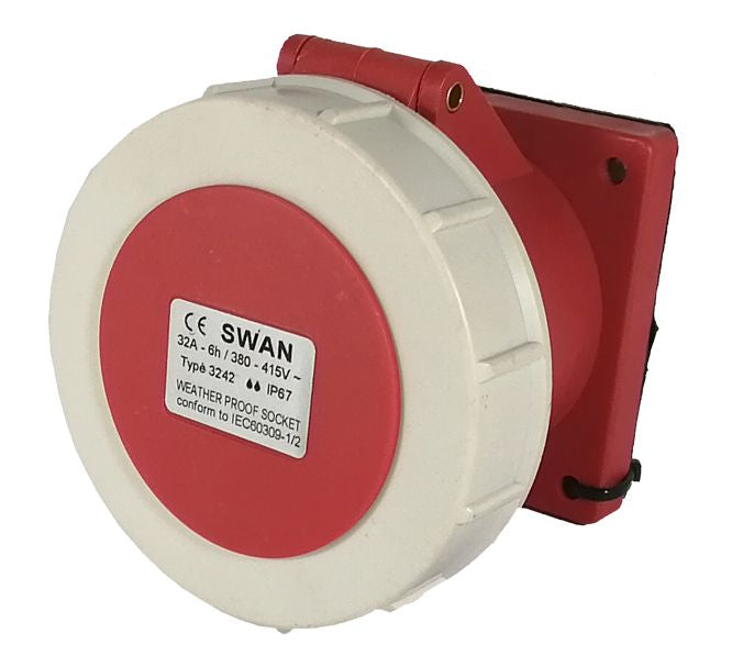 Swan Electric Socket Panel Straight 32A-125A + E 220V-380V IP67