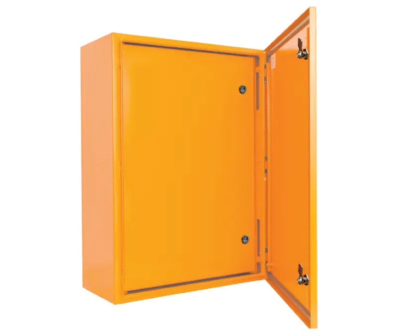 Orange solid inner door with mounting plates for MCE steel enclosure