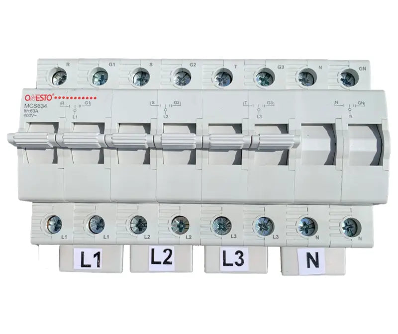 MCE MCS DIN rail mount manual change over switch 40A 63A