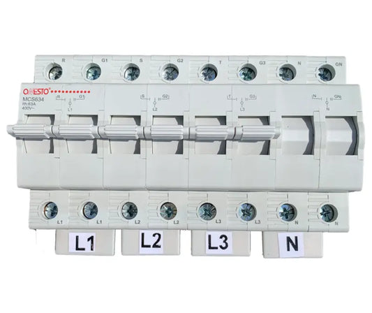 MCE MCS DIN rail mount manual change over switch 40A 63A