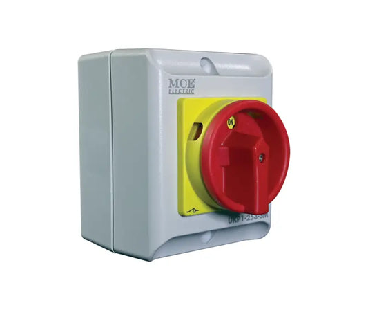 MCE UKP lockable IP65 surface mount isolator in enclosure
