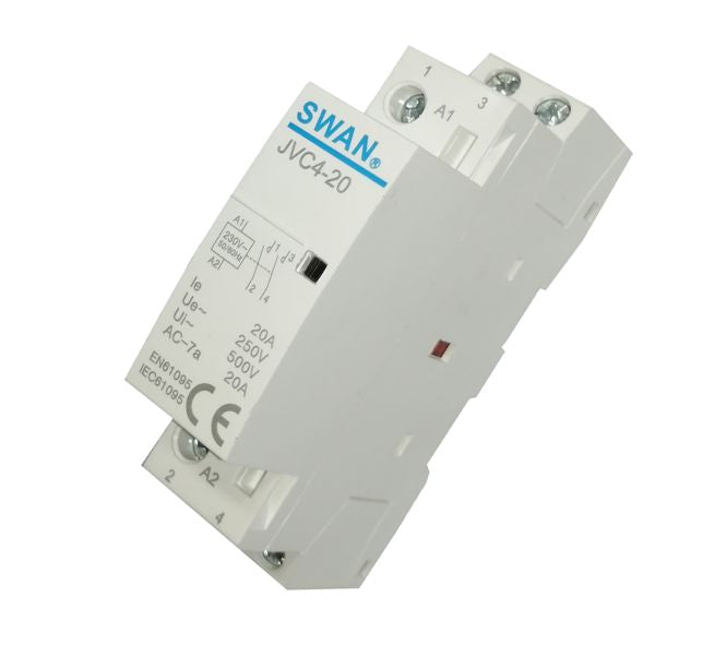Swan Electric Modular Mains Contactor AC 20A-40A 2P 18mm 230VAC 2XN/O