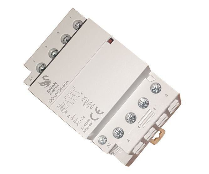 Swan Electric Modular Contactor DIN 40A 230VAC Coil 4P (4N/O)