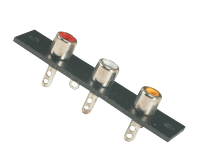 EIE Rca Socket 3W P/Mount Red/White/Yellow 66x16.2mm
