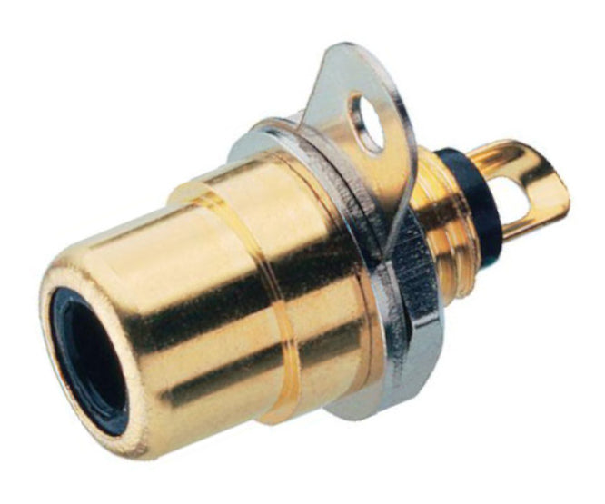 EIE Socket Rca Panel Mount Gold Black