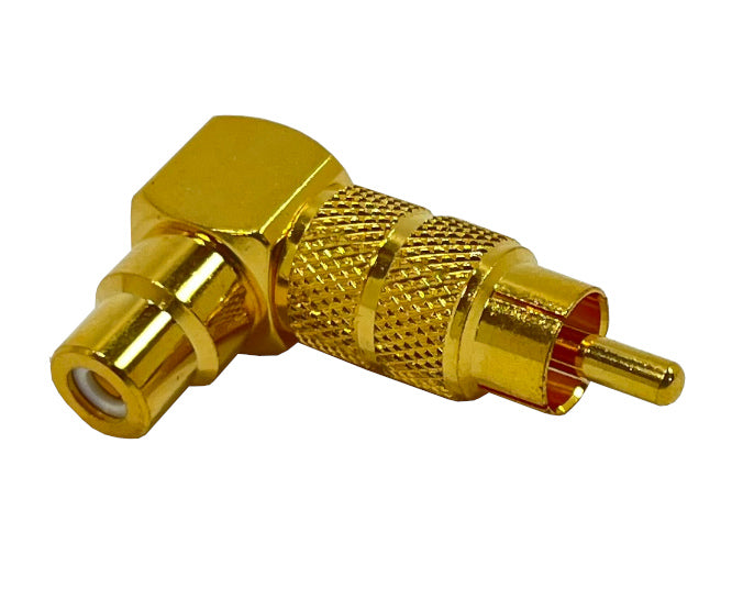 EIE Adapter Rca Plug-Rca Socket Right-Angle Gold
