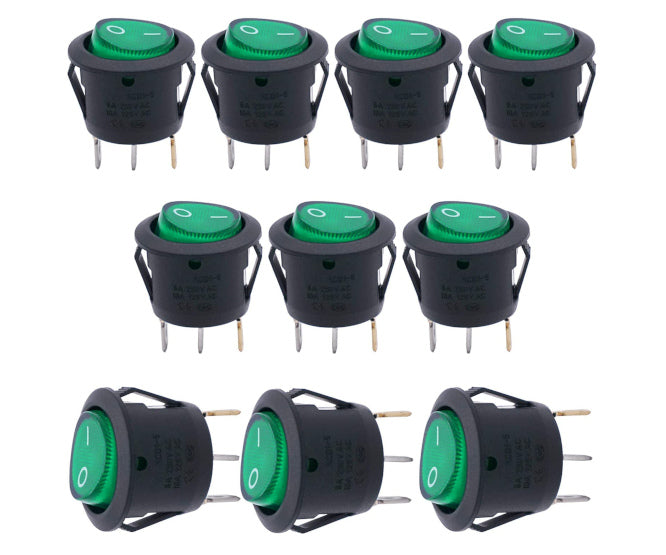Daier Round Rocker Switch 240VAC Spst Illuminated