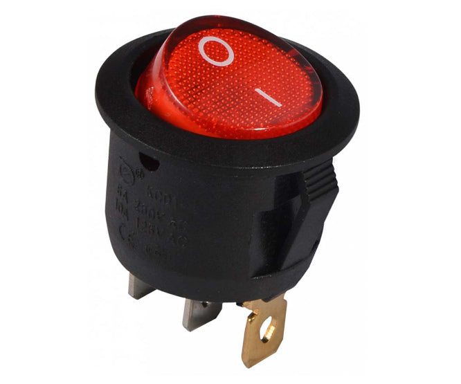 Daier Round Rocker Switch Spst 3P Illuminated Red