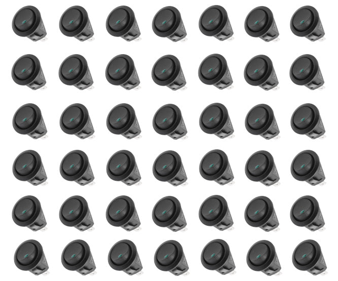 Daier Round Rocker Switch 12VDC Spst with LED Green - 100/BAG