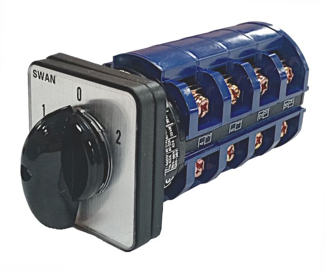 Swan Electric Change Over Rotary Cam Switch, 3 Position 4 Pole, 1-0-2 63A
