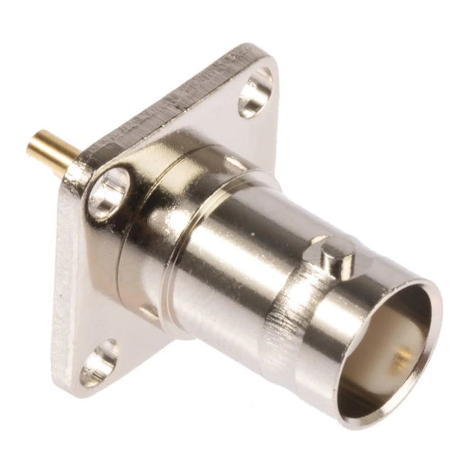 EIE BNC Socket Panel Flange Mount Solder Sq 4 Hole