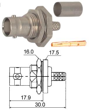 EIE BNC-Socket Panel Mount Bulkhead RG174 50E
