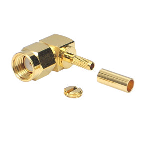 EIE Sma-Plug(Reverse) Right-Angle Crimp RG174, Gold