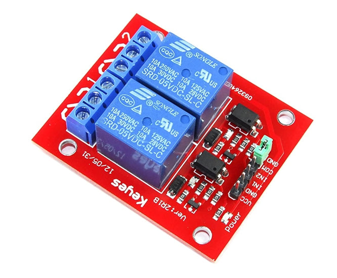 Keyestudio 2-CH Relay Board 5V Coil, 10A@220VAC