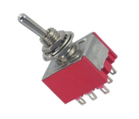 Daier Mini Toggle Switch Tpdt on-on Sol-Red