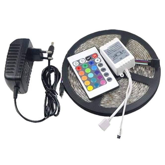 EIE 12VDC LED Strip IP65 Rgb C/W Controller PSU Remote 5m